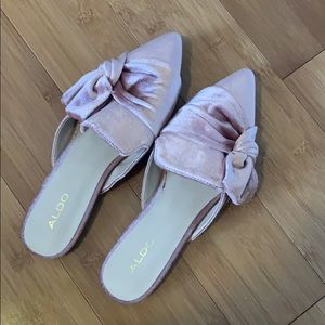 Pointed pink velvet slides! Brand New!